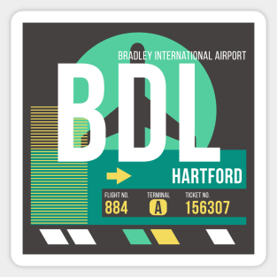 Hartford (BDL) Airport // Retro Sunset Baggage Tag Sticker